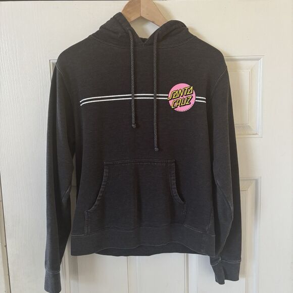 Santa Cruz Womens Hoodie Black Size M Skater California Beach Outdoors Retro Y2K - Picture 2 of 15